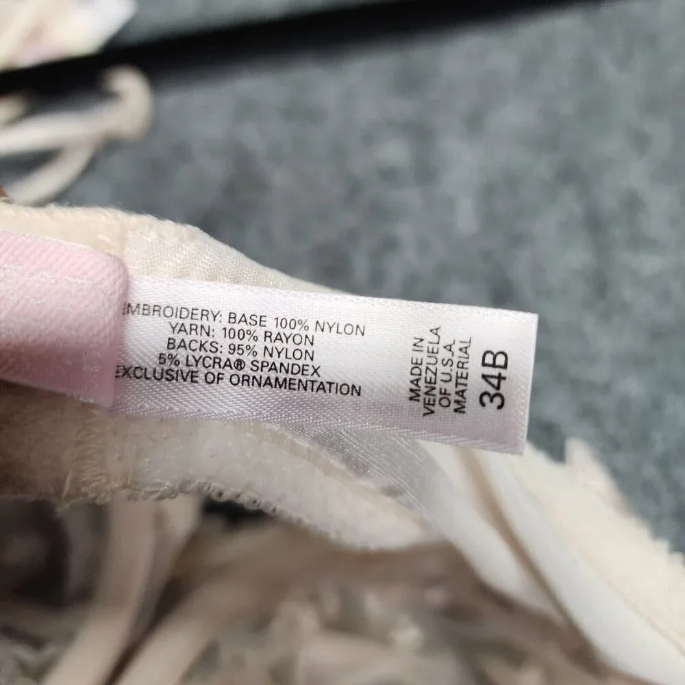 Vintage Victoria Secret womens‎ 34C Nude White Floral Lace Sheer 90's Sexy Bra
